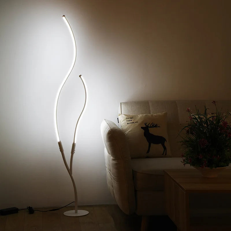 Lampadaire LED en forme de branche, noir ou blanc, 145 cm