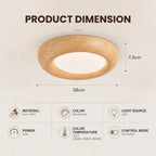 Plafonnier LED rond effet bois Ø 38 cm, 24 W, trois teintes réglables