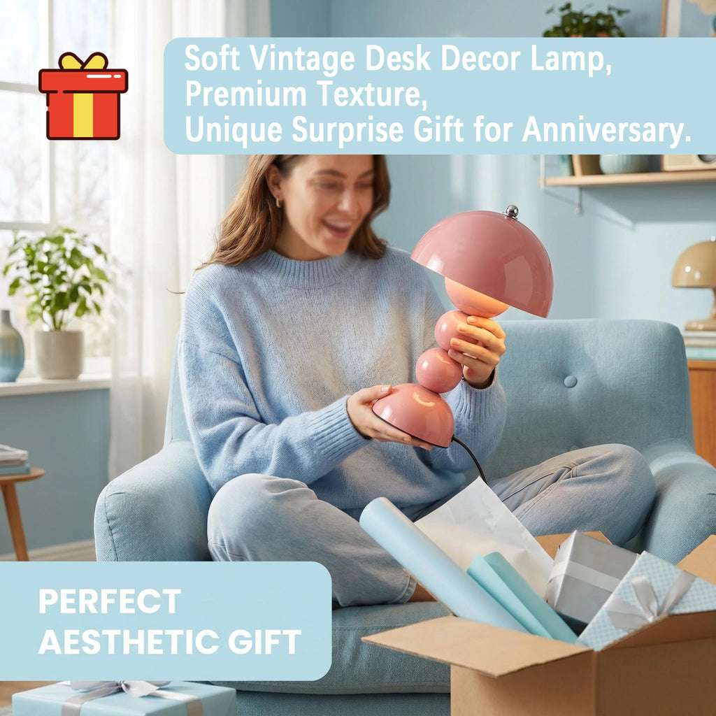 Lampe champignon rétro à pied en sphères, sans fil et tactile