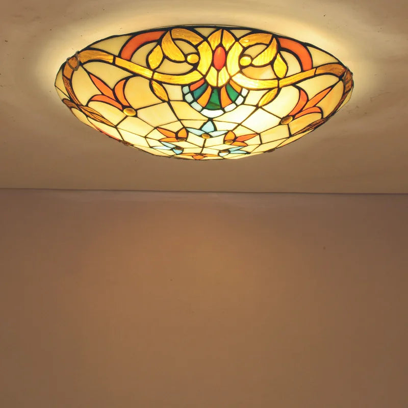Plafonnier style Tiffany en verre coloré, vasque Ø 30 ou 40 cm