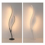 Lampadaire LED sculpture à deux tiges lumineuses ondulées, 145 cm