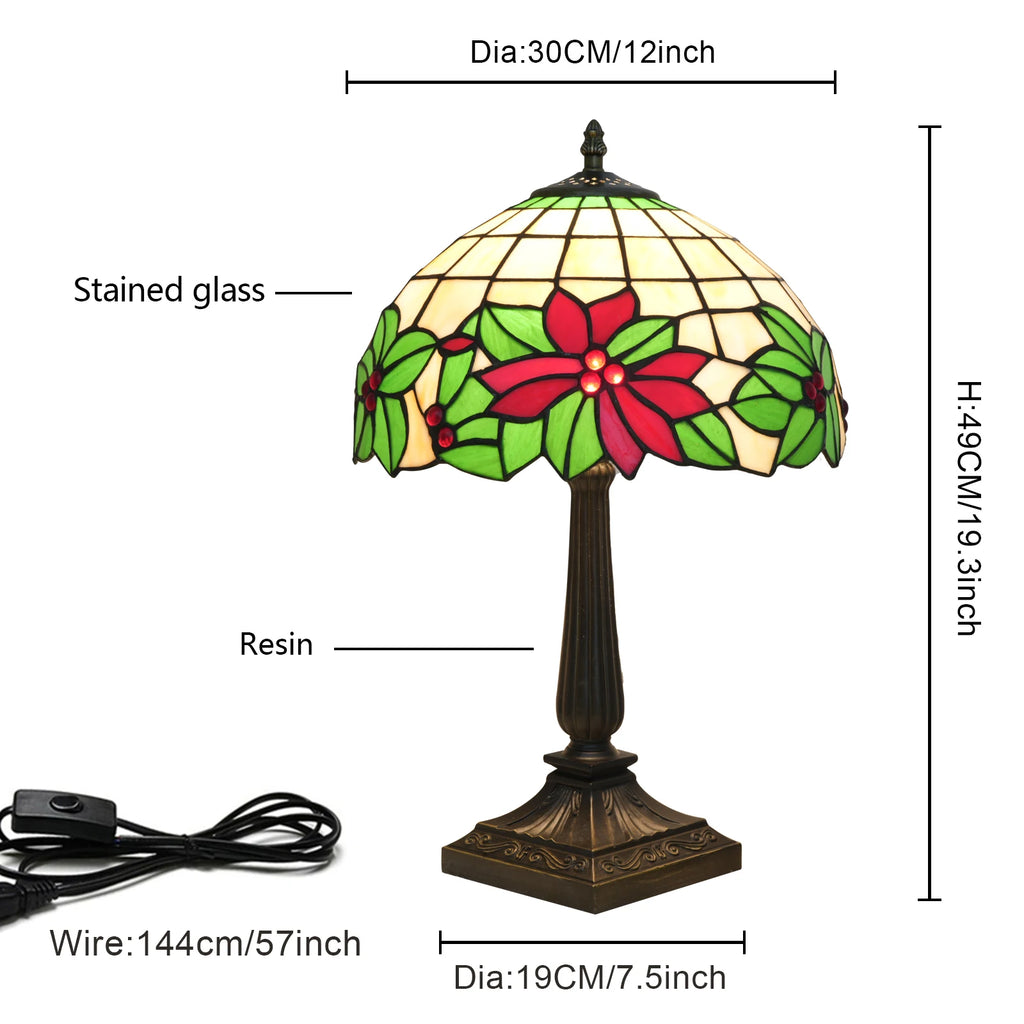 Lampe Tiffany en vitrail à étoiles de Noël rouges, Ø 30 cm