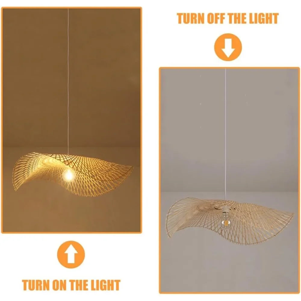Suspension capeline en bambou tressé pour salon, Ø 45 ou 55 cm