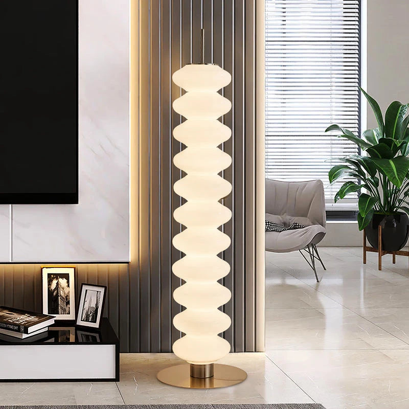 Lampadaire colonne blanc ondulé en acrylique, LED, 154 cm