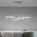 Suspension LED ruban ondulé 100 cm, aluminium chromé ou doré