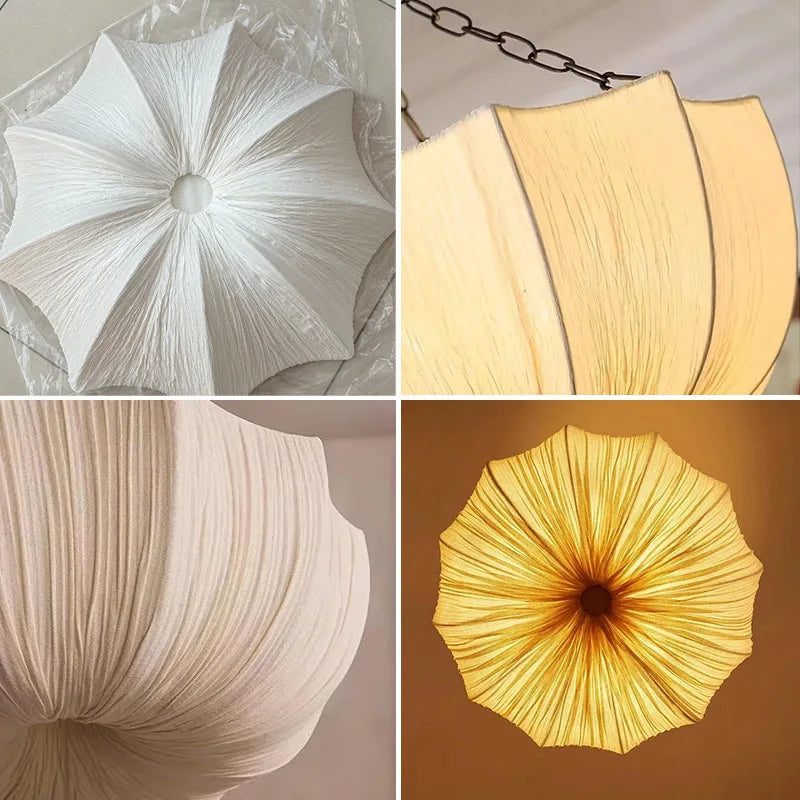 Suspension en tissu plissé à chaînes, Ø 40 à 60 cm, ou plafonnier