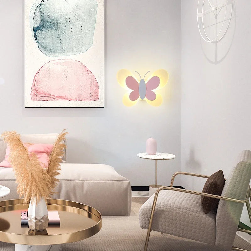 Applique murale papillon LED pastel pour chambre d'enfant, 24 cm