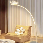 Lampadaire arc doré LED surmonté d'un papillon en acrylique