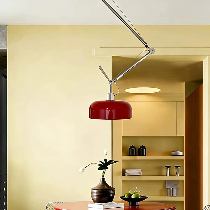 Suspension à bras articulé au plafond, coupole rouge, jaune ou bleue