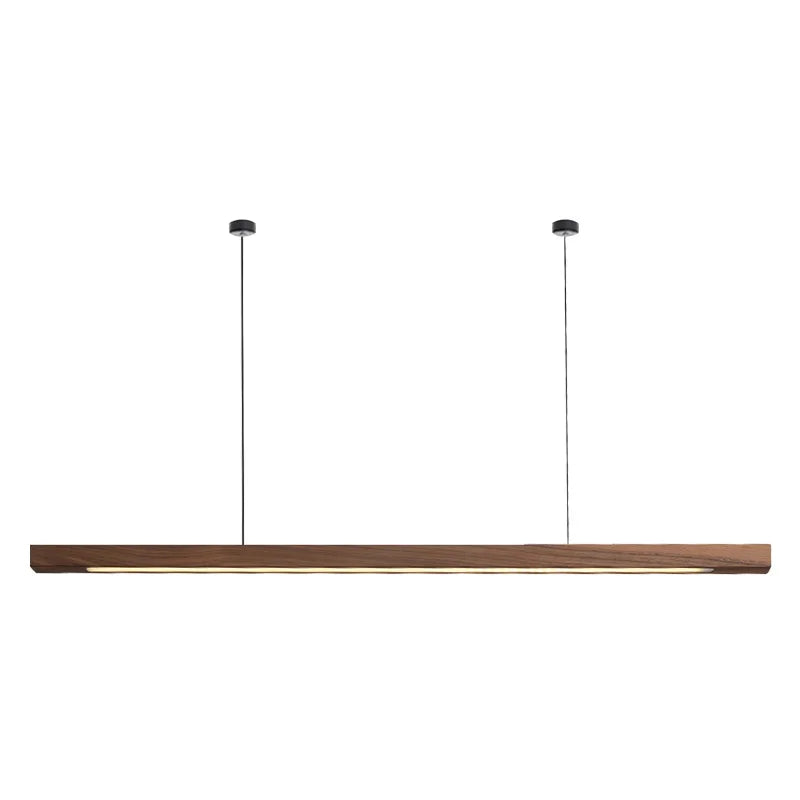 Suspension linéaire en bois de pin ou noyer, 80 à 180 cm, LED