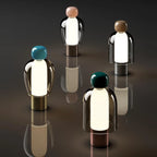 Lampe sans fil cloche en verre fumé et boule colorée, 23 cm