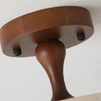 Plafonnier en travertin et bois sur tige, Ø 30 ou 40 cm, LED chaude