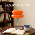 Lampe de table macaron en double verre sur pied chromé, 30 cm