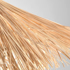 Lustre chapeau de paille sur nid en bambou, beige ou marron
