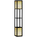 Lampadaire colonne à étagères, deux lumières ajourées, 156 cm