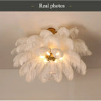 Grand lustre en plumes d'autruche jusqu'à Ø 100 cm, 3 coloris
