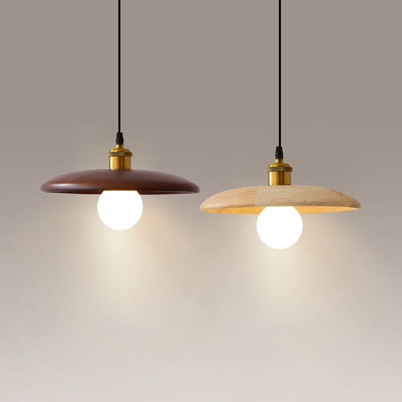 Suspension soucoupe en bois tourné, esprit japonais