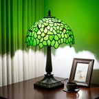 Lampe style Tiffany glycine en vitrail vert, abat-jour 30 cm, 49 cm