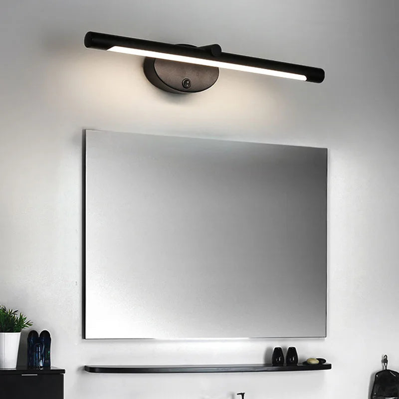 Applique murale LED tube sur platine ovale, interrupteur intégré