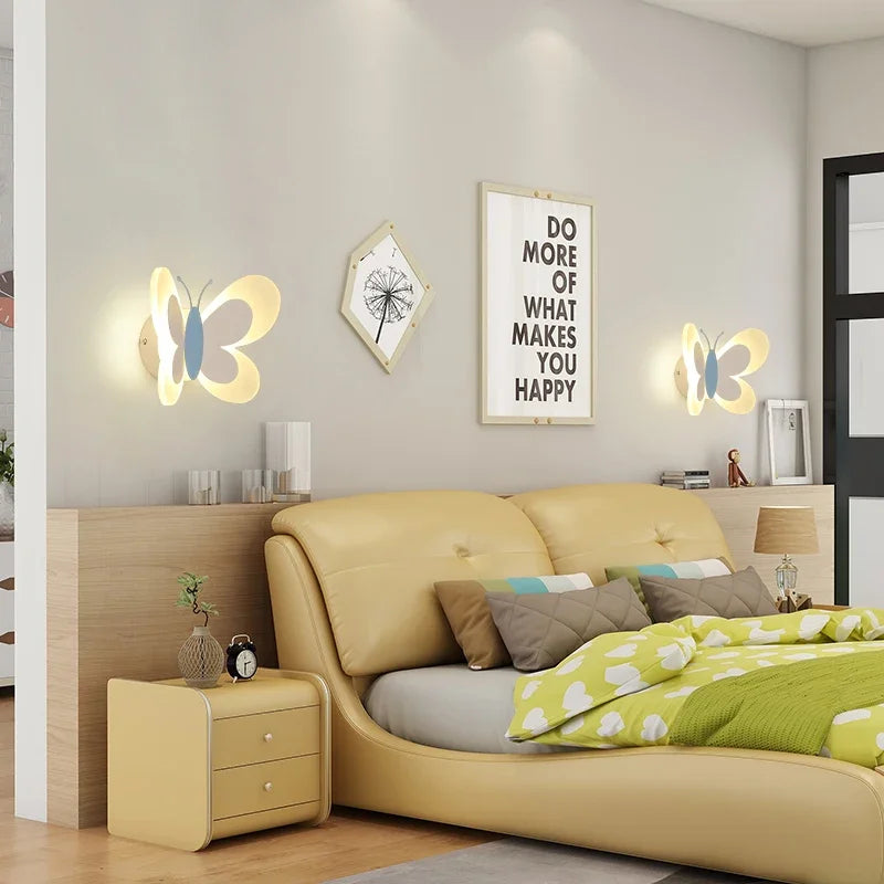 Applique murale papillon LED pastel pour chambre d'enfant, 24 cm