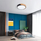 Plafonnier LED noir et bois Ø 30 cm, 24 W ou 43 W à télécommande