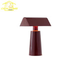 Lampe de table sans fil à abat-jour en toit, bordeaux ou blanche