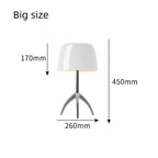 Lampe à poser dôme de verre sur trépied chromé ou doré, 2 tailles