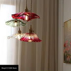 Suspension fleur en verre coloré Ø 19 ou 28 cm, douille à molette