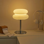 Lampe de chevet USB à double coussin superposé sur pied chromé