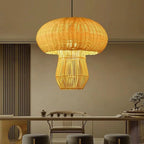 Lustre champignon en osier tressé Ø 45 cm, câble de 150 cm
