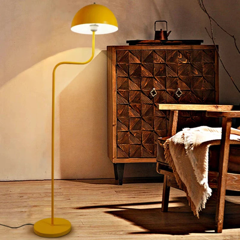 Lampadaire champignon à tige ondulée, blanc, vert, jaune ou rouge