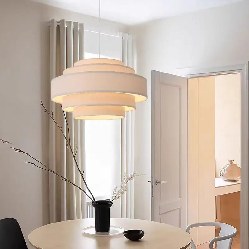 Suspension en tissu à niveaux : tambour, étagé ou rectangulaire, LED