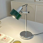 Lampe de bureau vintage en métal, tête orientable et pied chromé