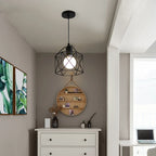 Suspension cage en métal 14 cm, douille E27, dorée ou noire