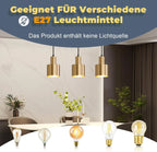 Suspension dorée 3 lampes sur barre de 65 cm, abat-jour cylindre E27