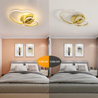 Plafonnier LED doré double cœur, télécommande, 52 x 36 cm