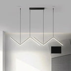 Suspension LED zigzag 90 cm, double ligne lumineuse noire ou dorée