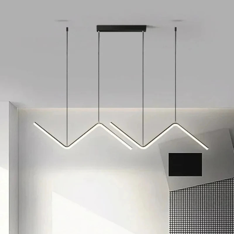 Suspension LED zigzag 90 cm, double ligne lumineuse noire ou dorée