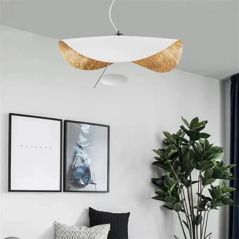 Lustre soucoupe noir ou blanc à intérieur doré, LED Ø 40 à 80cm
