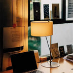 Lampadaire à abat-jour coulissant, bois, doré ou nickel brossé
