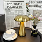 Lampe de table sans fil champignon en métal doré ou argenté
