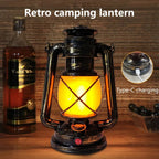 Lanterne tempête rétro LED rechargeable à effet flamme, USB-C