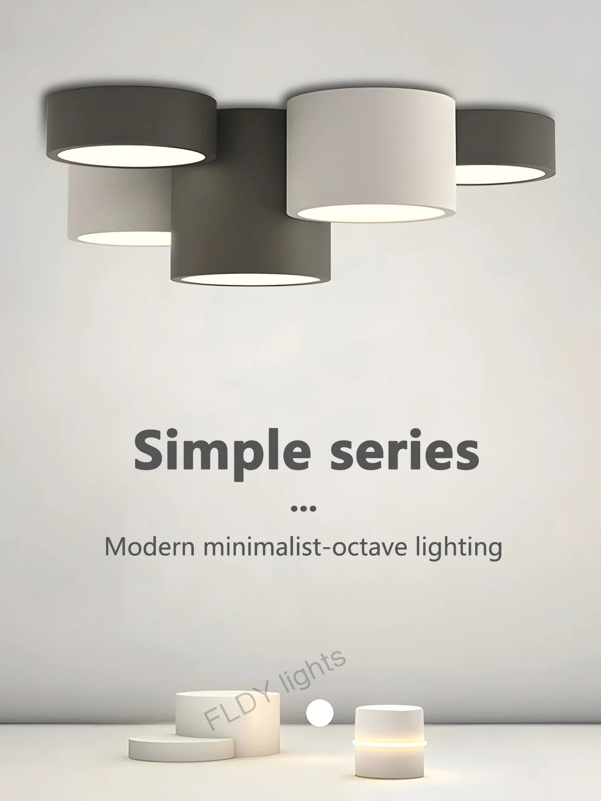 Plafonnier LED à cylindres gris anthracite et blanc, 2 à 7 lumières