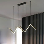 Suspension LED zigzag 90 cm, double ligne lumineuse noire ou dorée
