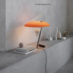 Lampe à poser disque orange Ø 38 cm, pied métal graphite, E14