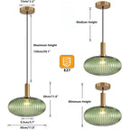 Suspension en verre fumé côtelé, fiole, lanterne ou forme aplatie