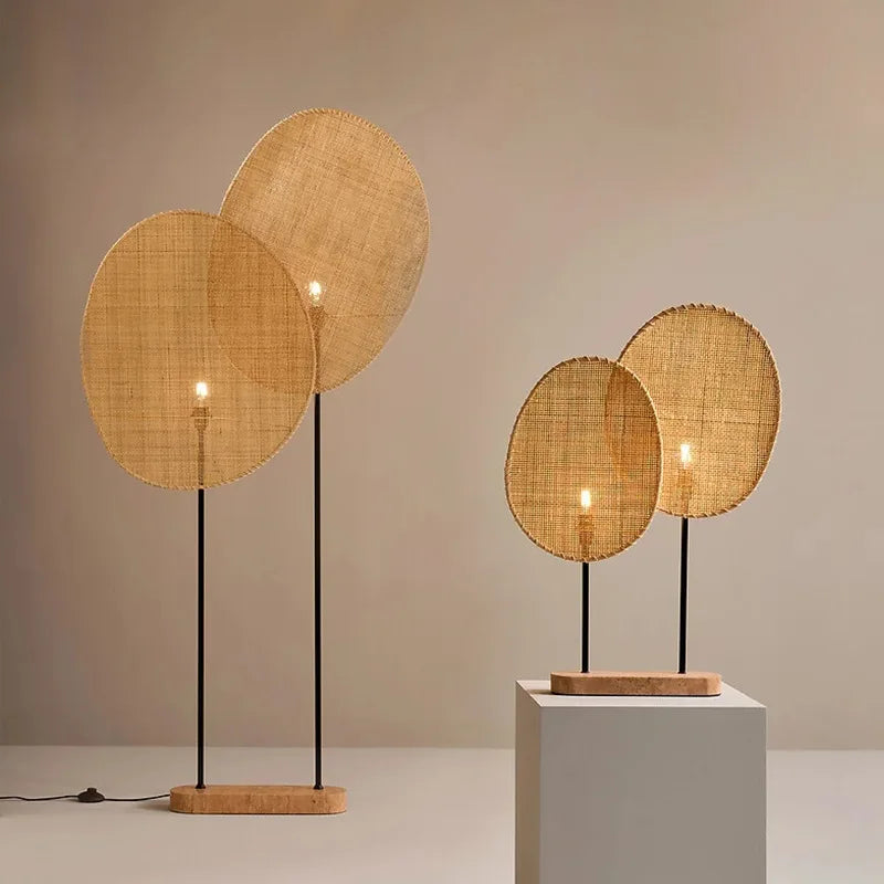 Lampadaire à disques en cannage de rotin, 8 modèles assortis