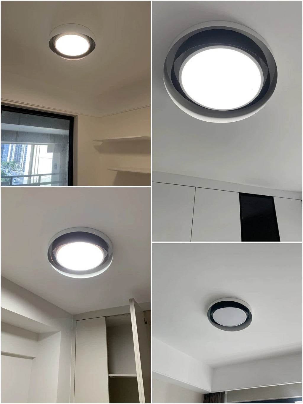 Plafonnier LED double anneau en métal, Ø 40 ou 50 cm, trois coloris
