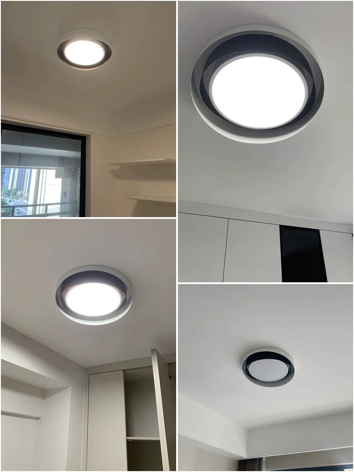 Plafonnier LED double anneau en métal, Ø 40 ou 50 cm, trois coloris