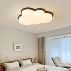 Plafonnier nuage en bois, 50 x 30 ou 60 x 40 cm, LED trois teintes